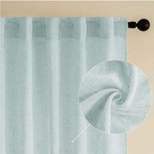 Elegant Sheer Curtain Panel in Light Blue 52x90 includes 2 panels (041)